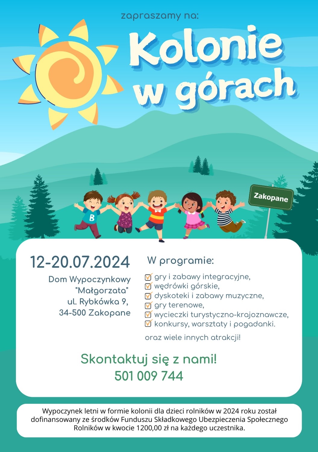 Kolonie w górach - plakat